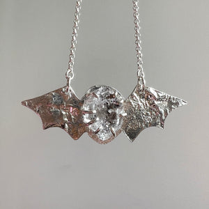 Bat Necklace with Herkimer Diamond