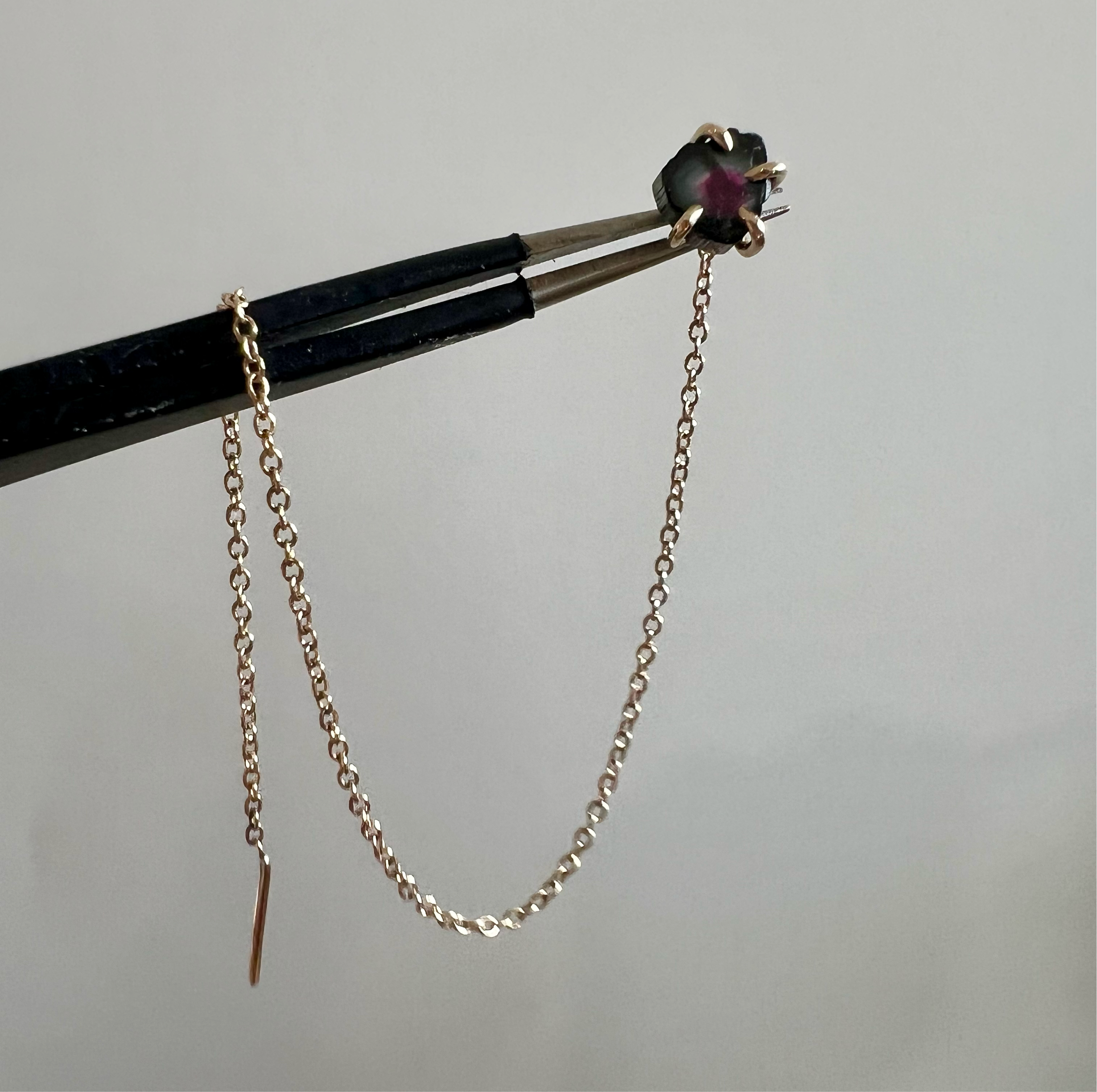 Tourmaline Chain earring in 14k Gold