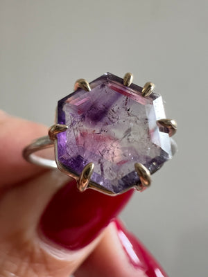 Stained Glass Amethyst Ring // size 6