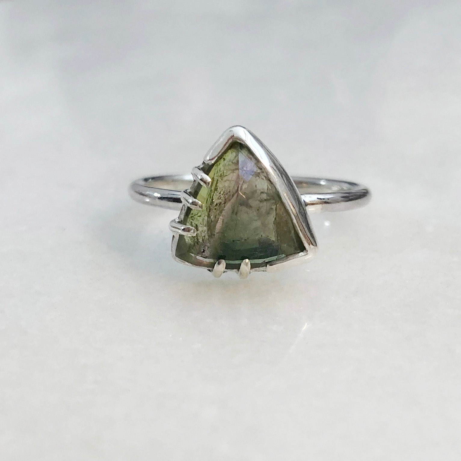 Green Rose Cut Tourmaline Ring by Rockhaus Metals