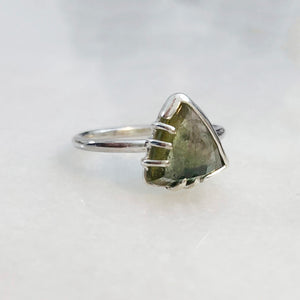 Green Rose Cut Tourmaline Ring by Rockhaus Metals